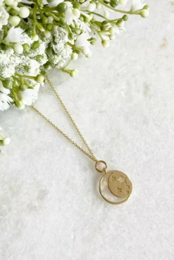 Jewellery^Wisteria London Este Moon And Star Necklace Gold