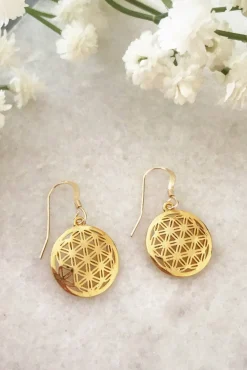 Jewellery^Wisteria London Flower Of Life Drop Earrings Gold