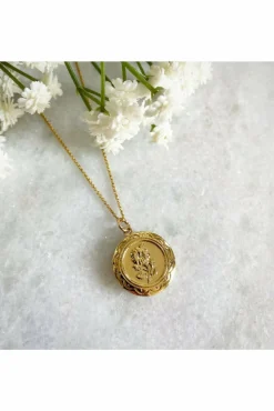 Jewellery^Wisteria London Maria Flower Locket Gold