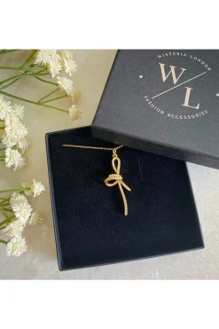 Jewellery^Wisteria London Mirabelle Cz Bow Necklace Gold