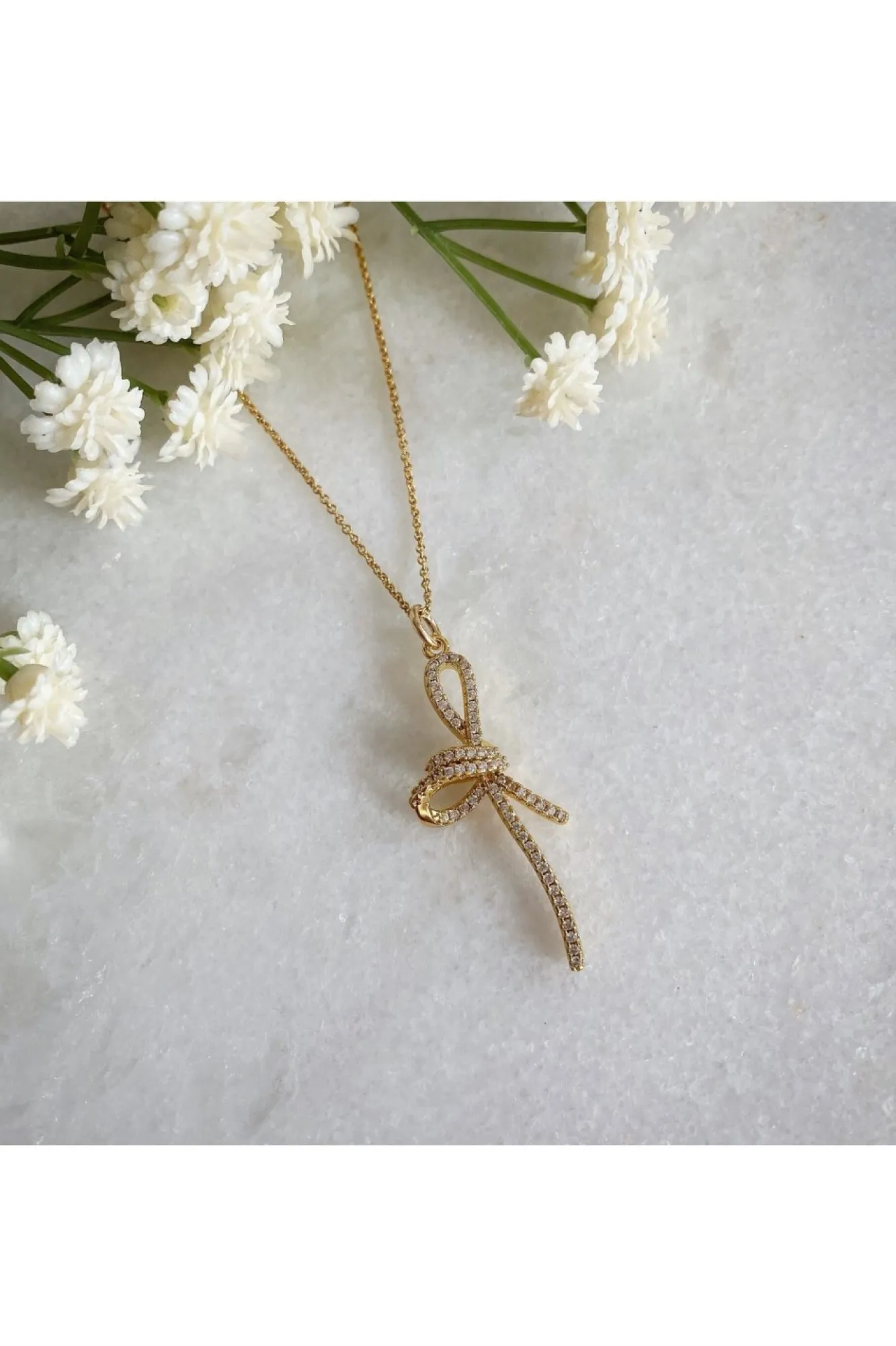 Jewellery^Wisteria London Mirabelle Cz Bow Necklace Gold