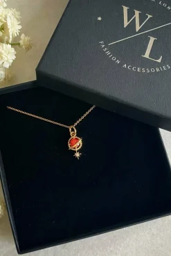Jewellery^Wisteria London Orion Planet And Star Necklace Red