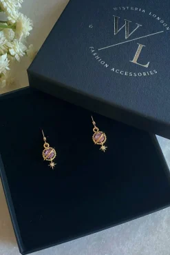 Jewellery^Wisteria London Orion Planet And Star Earrings Purple