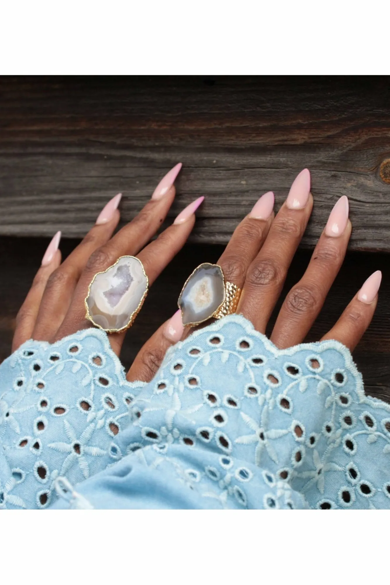 Jewellery^Yaa Yaa London 'Mega' Neutral Gemstone Statement Ring Gold