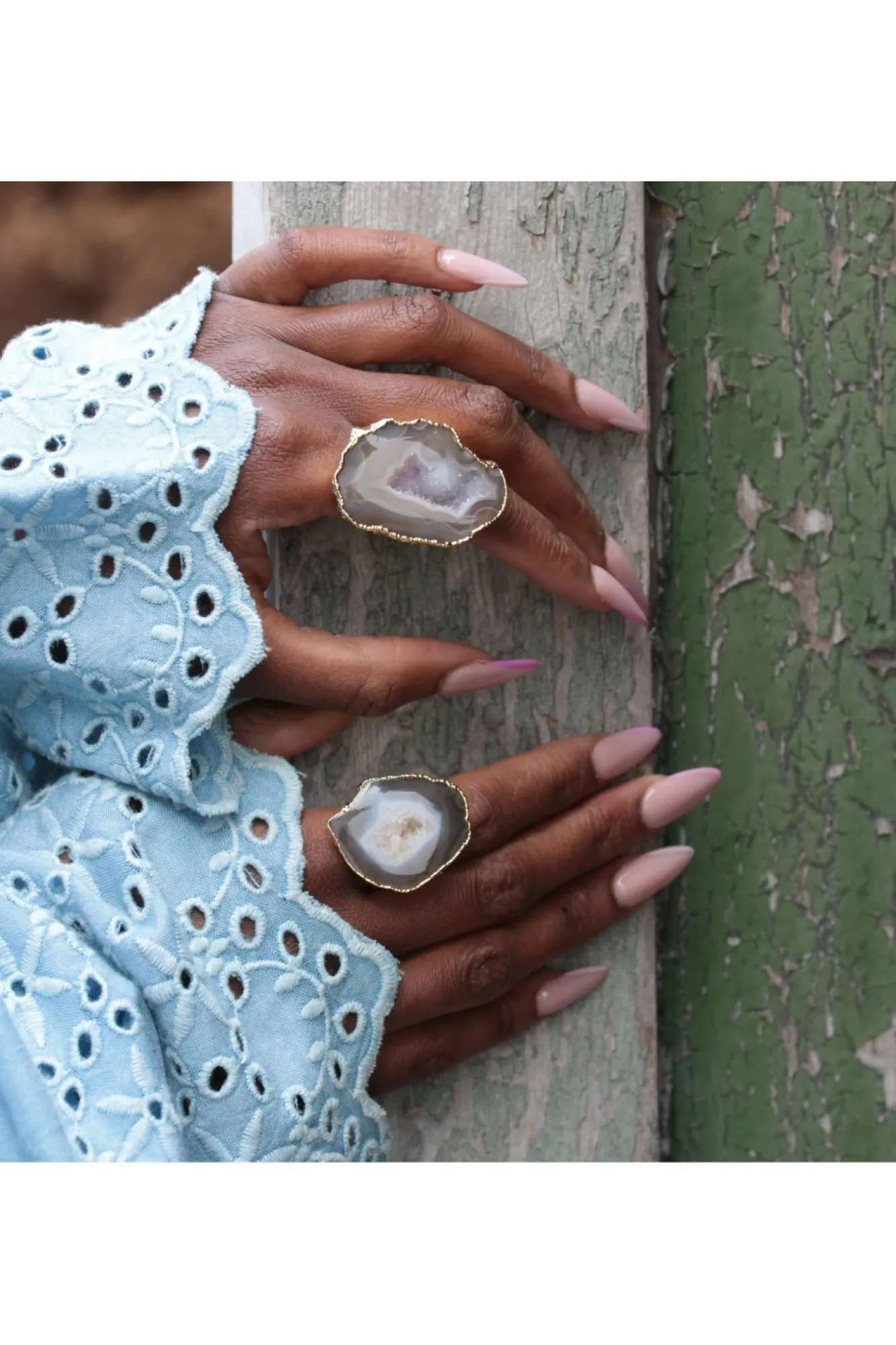 Jewellery^Yaa Yaa London 'Mega' Neutral Gemstone Statement Ring Gold