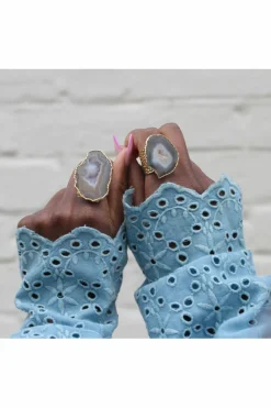 Jewellery^Yaa Yaa London 'Mega' Neutral Gemstone Statement Ring Gold
