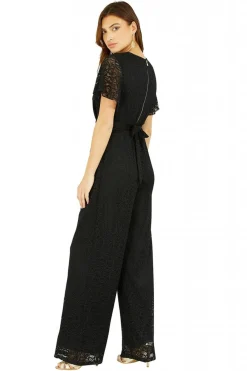 Jumpsuits^Yumi Angel Sleeve Lace Jumpsuit With Pockets Black