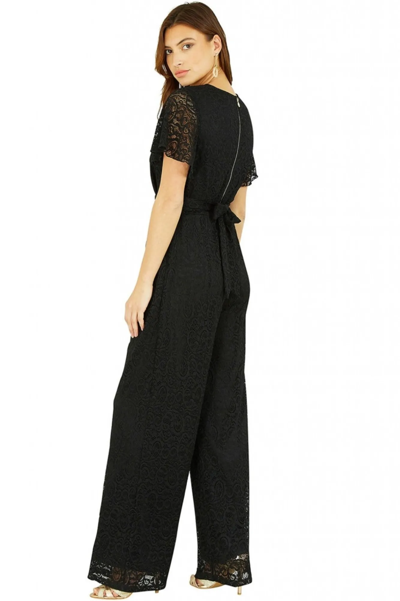 Jumpsuits^Yumi Angel Sleeve Lace Jumpsuit With Pockets Black