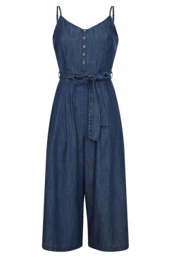 Jumpsuits^Yumi Button Detail Denim Jumpsuit Blue