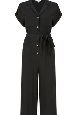 Jumpsuits^Yumi Button Up Linen Jumpsuit Black