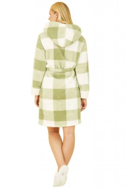 Loungewear & Sleepwear^Yumi Check Super Soft Dressing Gown Green