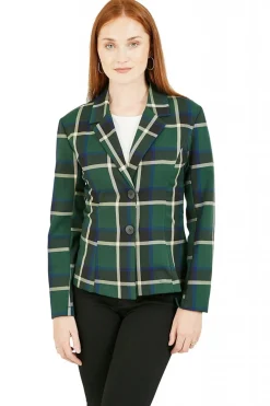 Outerwear^Yumi Checked Fitted Blazer Green