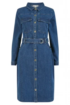 Mini Dresses^Yumi Denim Stretch Fitted Shirt Dress Denimblue