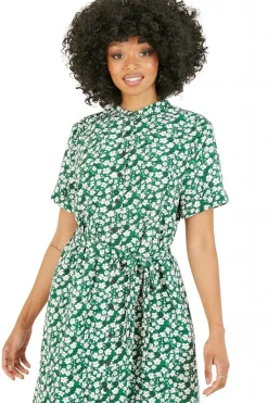 Mini Dresses^Yumi Ditsy Print Shirt Collar Dress Green