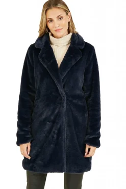 Outerwear^Yumi Faux Fur Coat Navy