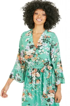 Midi Dresses^Yumi Garden Floral Print Dress Green