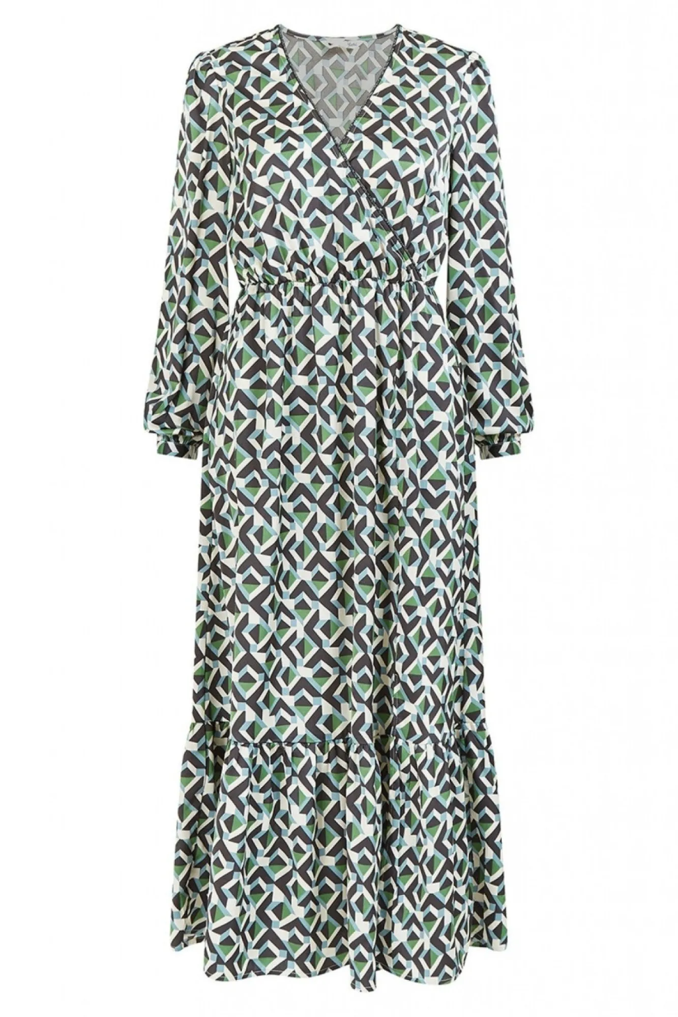 Midi Dresses^Yumi Geo Print Wrap Satin Midi Dress Green