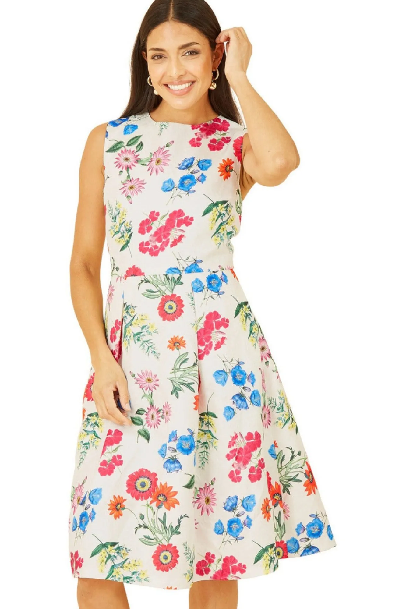 Mini Dresses^Yumi Ivory Botanical Floral Jacquard Skater Dress White