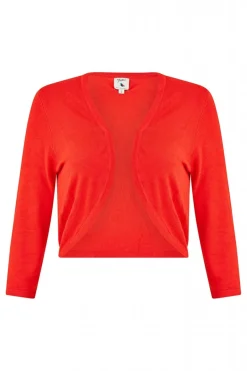 Cardigans^Yumi Knitted Curve Bolero Red