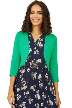 Cardigans^Yumi Knitted Curve Bolero Green