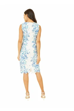 Mini Dresses^Yumi Lace Fitted Dress With Floral Mirror Print White