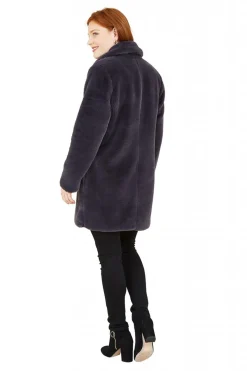 Outerwear^Yumi Longline Faux Fur Coat Grey