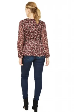 Blouses^Yumi Lurex Leopard Print Wrap Top Red