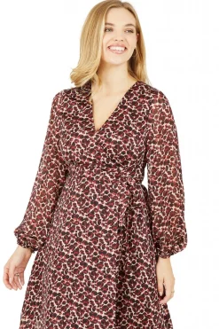 Mini Dresses^Yumi Lurex Leopard Print Wrap Dress Red