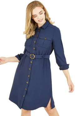 Mini Dresses^Yumi Military Shirtdress Navy