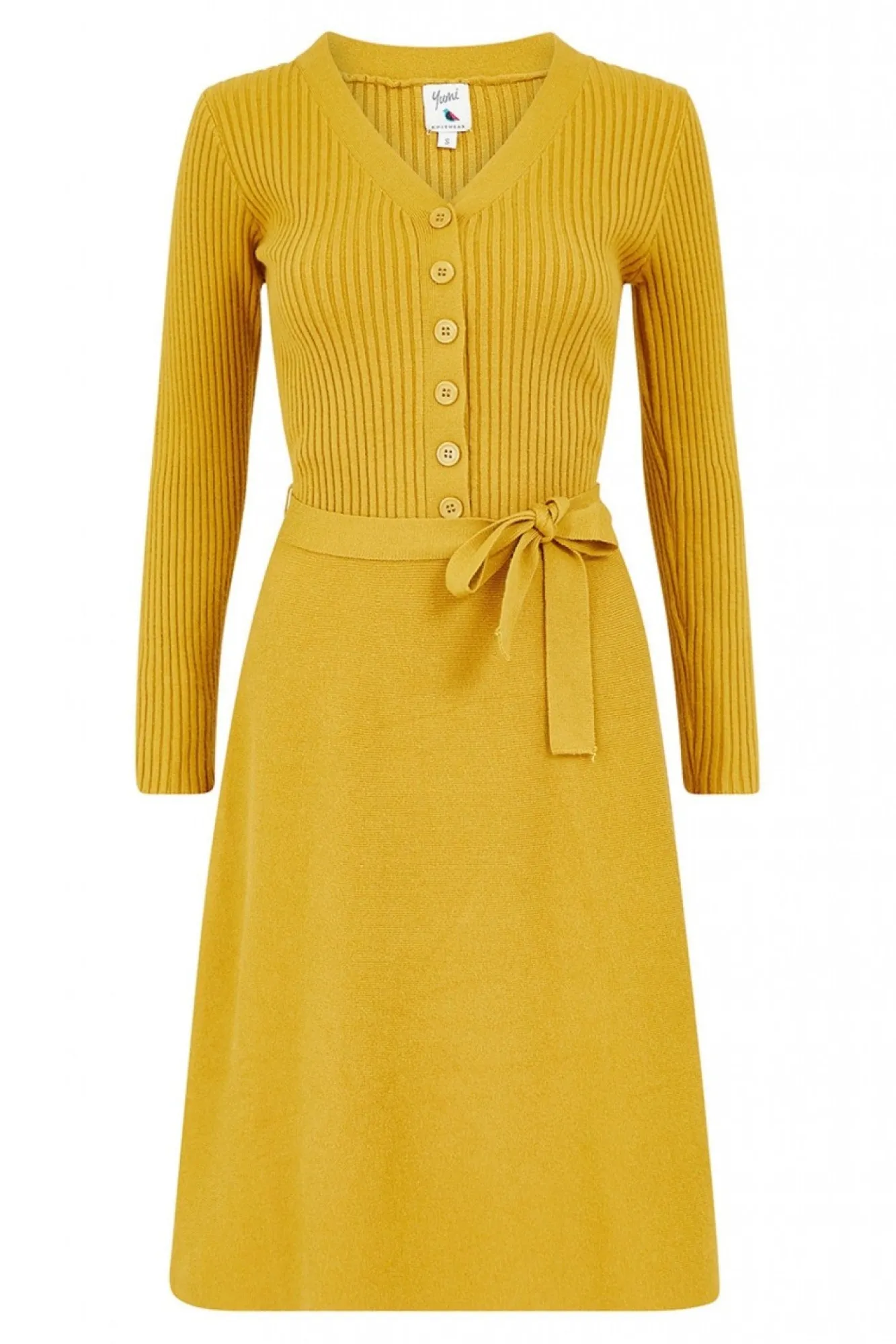 Mini Dresses^Yumi Mustard Knitted Skater Dress Yellow