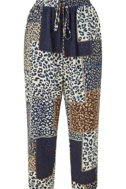 Trousers^Yumi Navy Patchwork Animal Print Cropped Trouser Blue