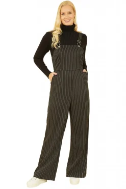Jumpsuits^Yumi Pinstripe Dungaree Jumpsuit Black
