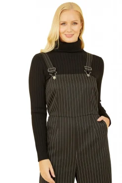 Jumpsuits^Yumi Pinstripe Dungaree Jumpsuit Black