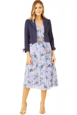 Outerwear^Yumi Ponte Cropped Retro Jacket The Bow Cuff Navy