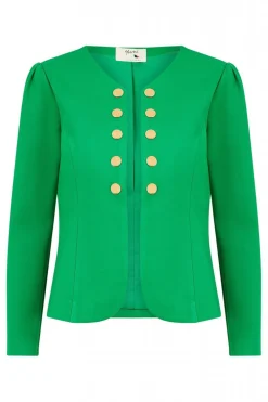 Outerwear^Yumi Ponte Jacket With Military Buttons Green