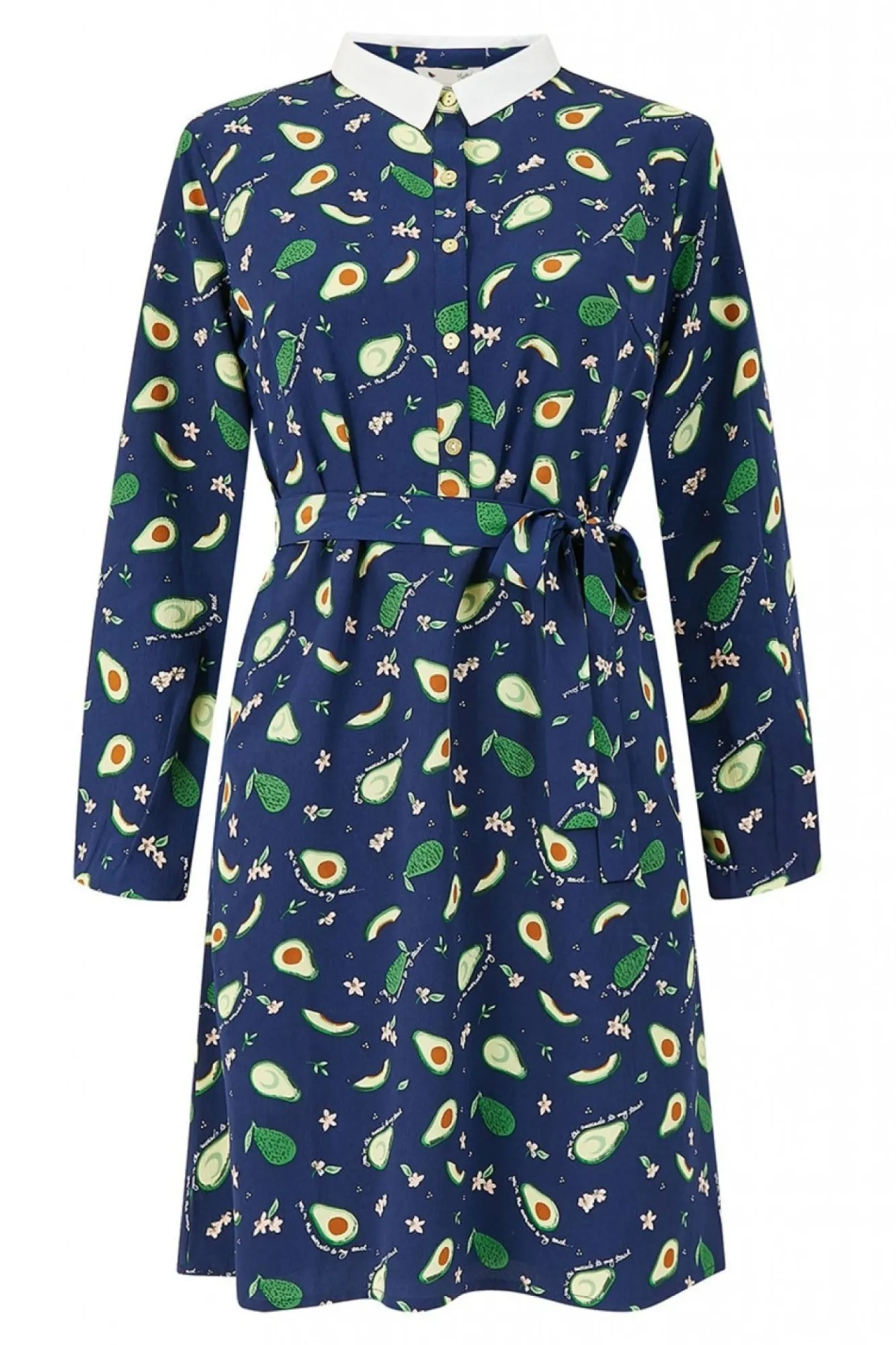 Mini Dresses^Yumi Recycled Avocado Print Shirt Dress Blue