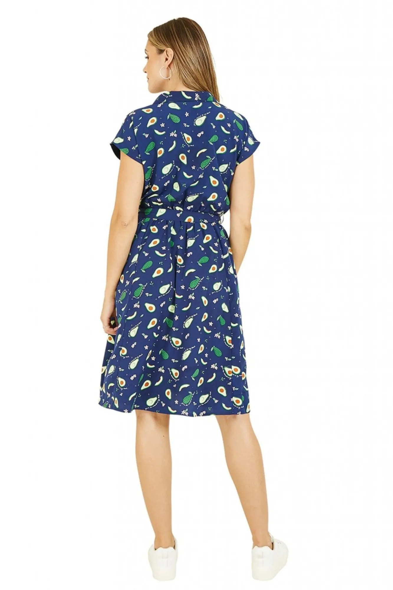 Mini Dresses^Yumi Recycled Avocado Print Wrap Over Dress With Pockets Blue