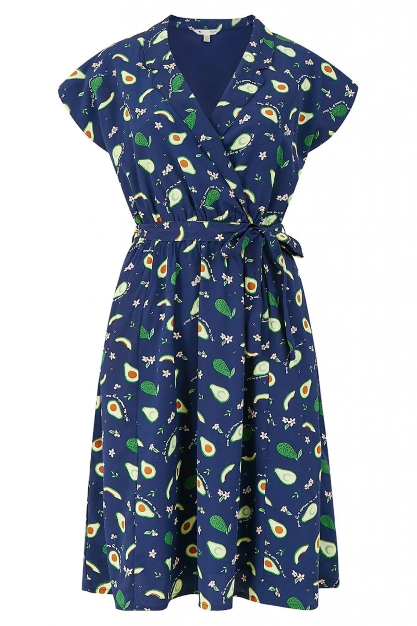 Mini Dresses^Yumi Recycled Avocado Print Wrap Over Dress With Pockets Blue