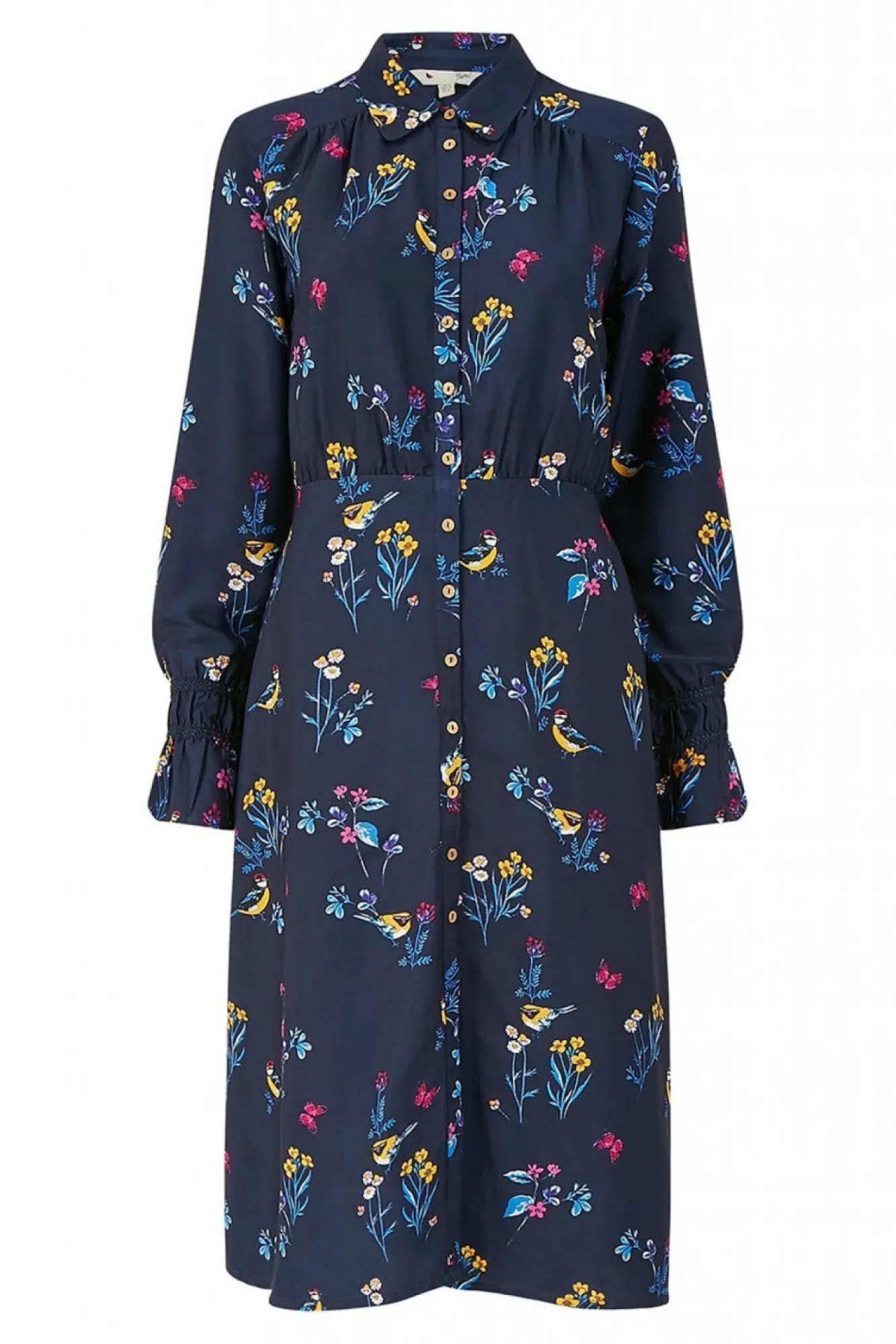Mini Dresses^Yumi Recycled Bird Print Shirt Dress Navy