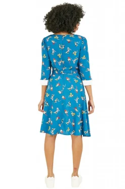 Mini Dresses^Yumi Recycled Teal Cat And Wool Print Skater Dress Blue