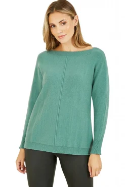 Jumpers^Yumi Relaxed Knitted Jumper Green
