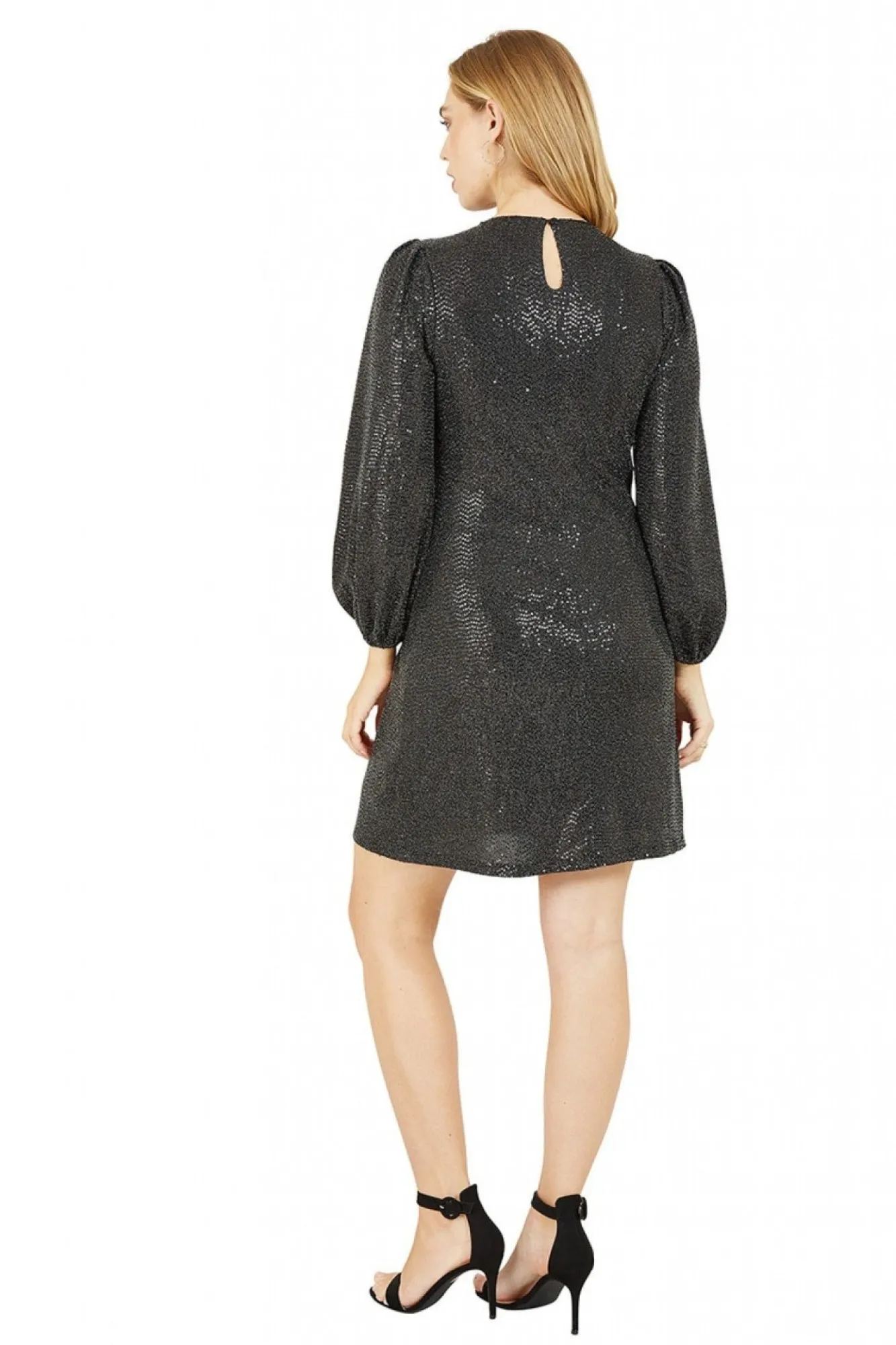 Mini Dresses^Yumi Sequin Long Sleeve Tunic Dress Black