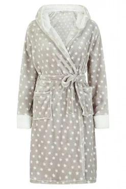 Loungewear & Sleepwear^Yumi Star Print Fleece Dressing Gown Grey