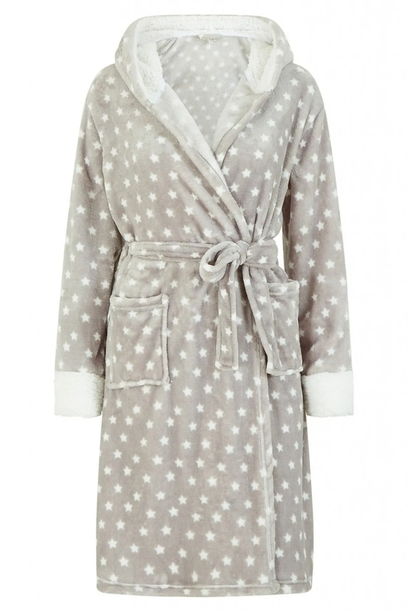 Loungewear & Sleepwear^Yumi Star Print Fleece Dressing Gown Grey
