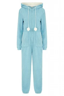 Loungewear & Sleepwear^Yumi Teddy Bear Onesie With Pom Pom Blue