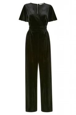 Jumpsuits^Yumi Velvet Jumpsuit With Angel Sleeves Black