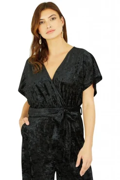 Jumpsuits^Yumi Velvet Kimono Sleeve Jumpsuit Black
