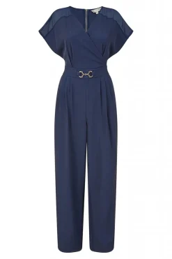 Jumpsuits^Yumi Wrap Jumpsuit With Mesh Panel And Belt Detail Navy