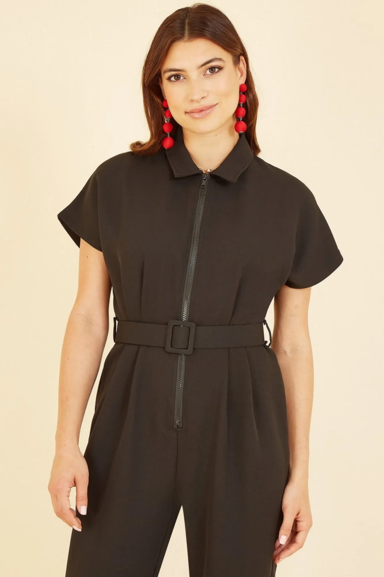 Jumpsuits^Yumi Zip Jumpsuit With Belt In Black